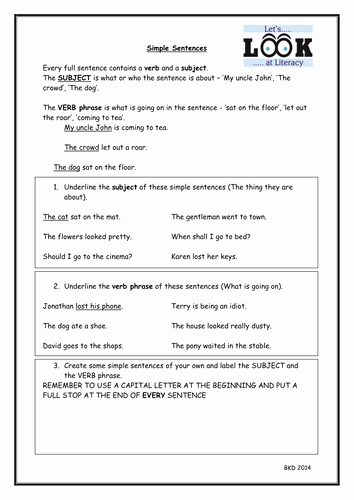 Simple Compound Complex Sentences Worksheet Lovely Simple and Pound Sentences Worksheet Literacy by