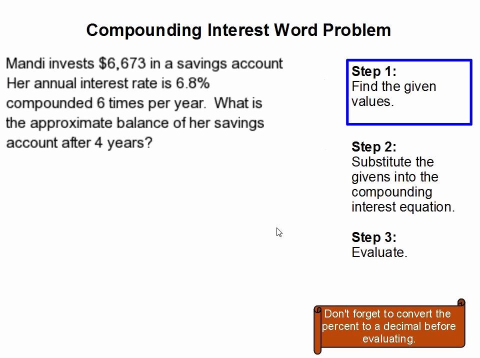 Simple Interest Problems Worksheet Inspirational Simple and Pound Interest Word Problems Worksheet