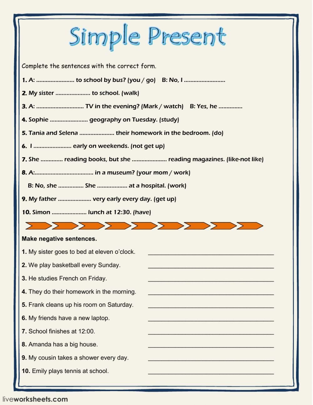 Simple Interest Worksheet Pdf Fresh Present Simple Online Exercise You Can Do the Exercises