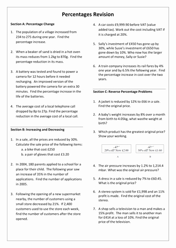 Simple Interest Worksheet Pdf Inspirational Percentages Gcse Revision Worksheet by Mrsmorgan1