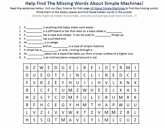 Simple Machines Worksheet Answers Lovely Simple Machines Crossword Puzzle Worksheet Answers the