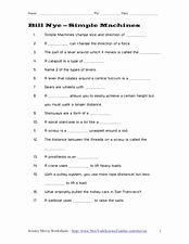 Simple Machines Worksheet Answers Unique Bill Nye Simple Machines 3rd 5th Grade Worksheet
