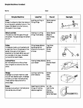 Simple Machines Worksheet Middle School Awesome Simple Machines Worksheet and assessment by Michele