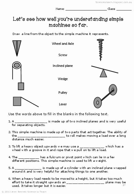 Simple Machines Worksheet Middle School Inspirational Simple and Pound Machines Unit with Activities