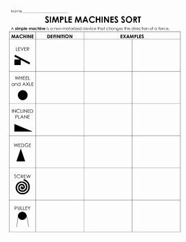 Simple Machines Worksheet Pdf Fresh Simple Machines sort Cut and Paste Examples Definitions
