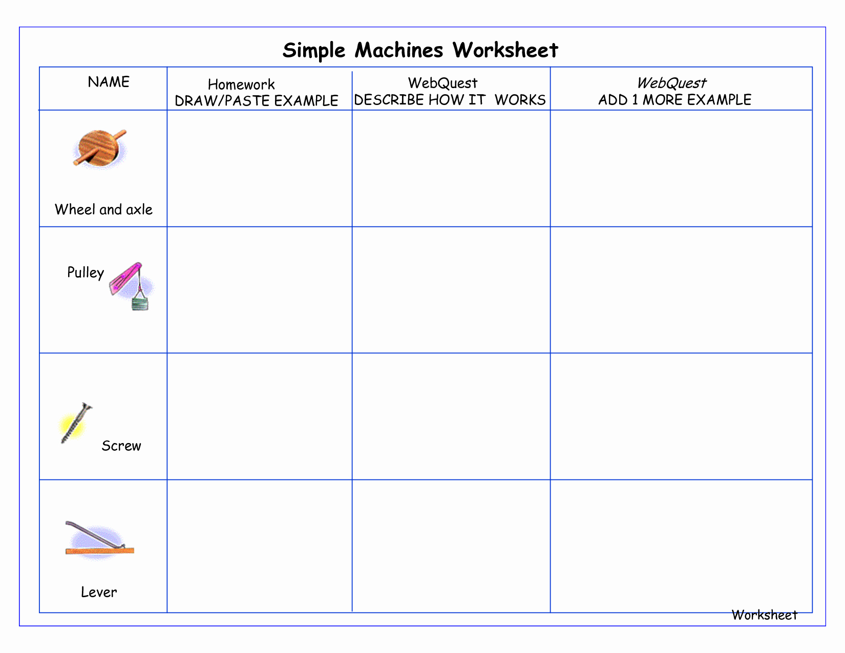 Simple Machines Worksheet Pdf Unique Simple Machines for Kids