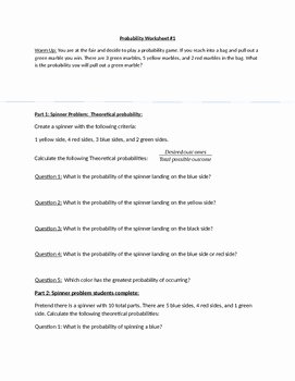 Simple Probability Worksheet Pdf Awesome Probability Worksheet 1 Simple events by Preston