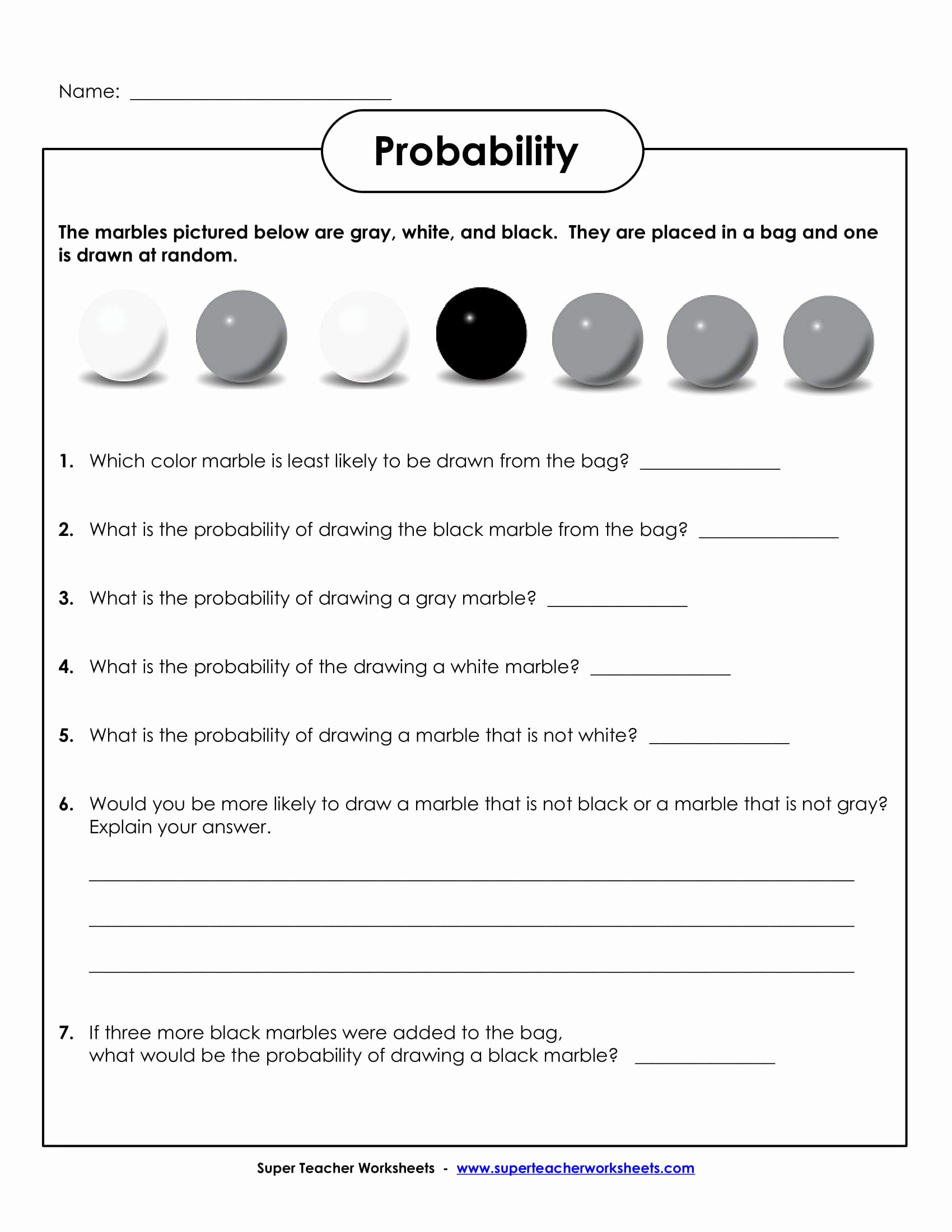Simple Probability Worksheet Pdf Lovely 9 Math Worksheets for Students Pdf