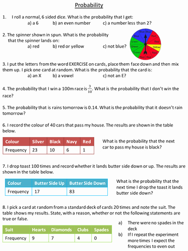 probability level 5 worksheet