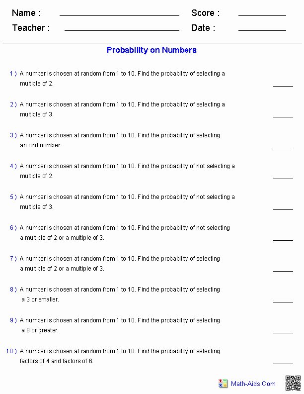 Simple Probability Worksheet Pdf Luxury Simple Probability Worksheet