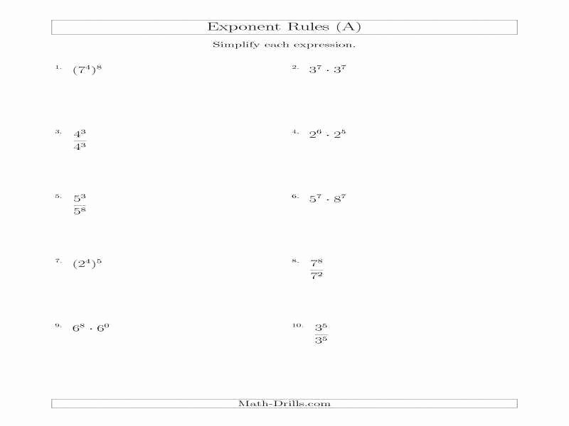 Simplifying Exponential Expressions Worksheet