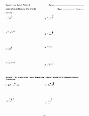 Simplify Exponential Expressions Worksheet Beautiful Simplifying Radical Expressions Worksheet