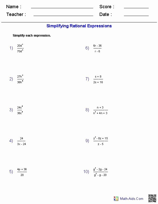 Simplify Exponential Expressions Worksheet Beautiful Simplifying Rational Expressions Worksheets