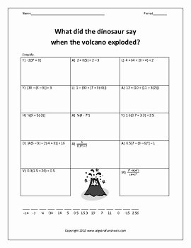 Simplify Exponential Expressions Worksheet New Simplifying Numerical Expressions Review Worksheet by