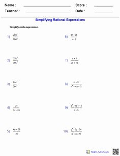 Simplify Rational Expressions Worksheet Inspirational Multiplying Rational Expressions Worksheets