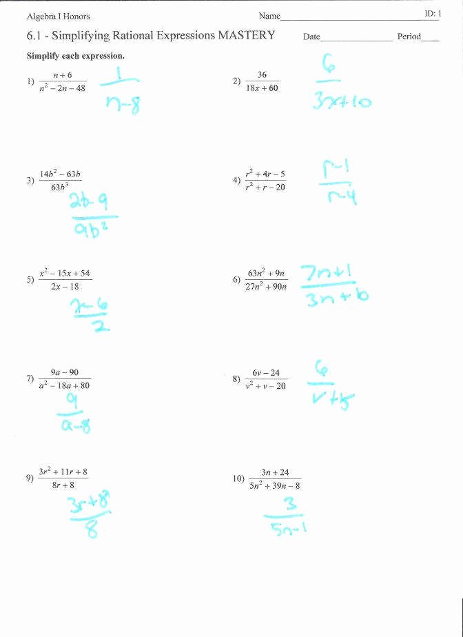 50 Simplify Rational Expressions Worksheet