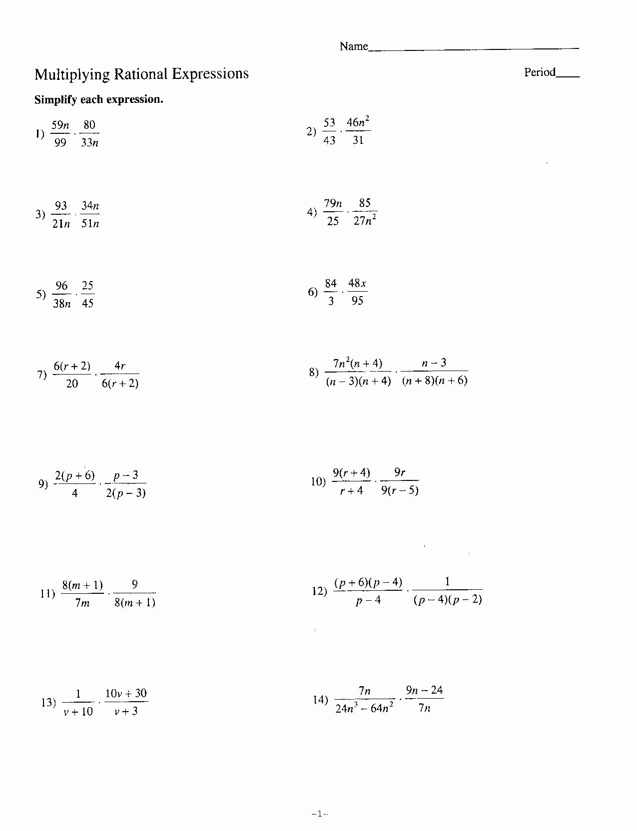 Simplify Rational Expressions Worksheet Unique 12 Best Of Pre Algebra with Pizzazz Worksheets