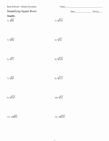 Simplify Square Root Worksheet Luxury Finding the Square Roots Of Perfect Squares assume All