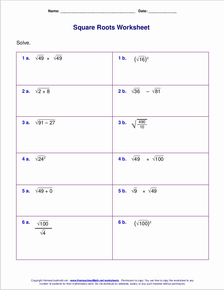 Simplify Square Roots Worksheet Inspirational Simplifying Square Roots Worksheet