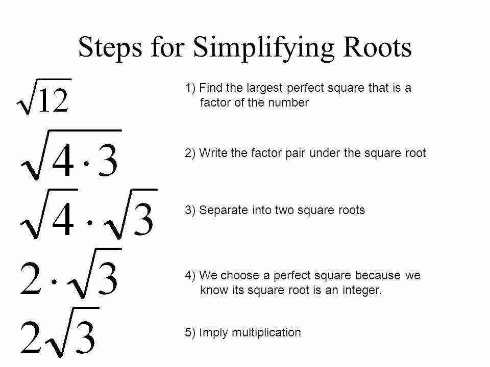 Simplify Square Roots Worksheet New Simplifying Square Roots Worksheet