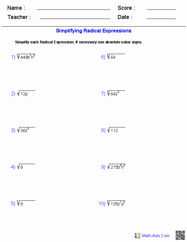 49 Simplifying Algebraic Expressions Worksheet Answers