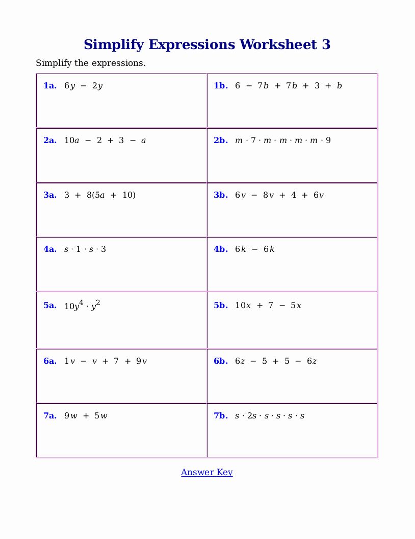 49 Simplifying Algebraic Expressions Worksheet Answers
