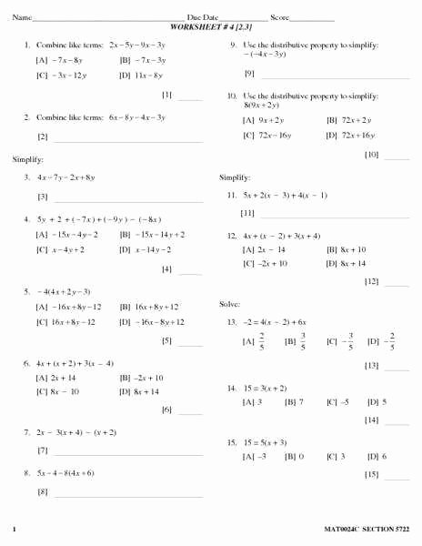Simplifying Algebraic Expressions Worksheet Answers Luxury Simplifying Expressions Worksheet