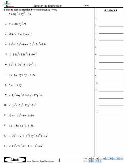 Simplifying Algebraic Expressions Worksheet Answers Unique Algebra Worksheets