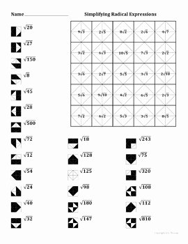 Simplifying Algebraic Expressions Worksheet Answers Unique Simplifying Radical Expressions Color Worksheet by Aric