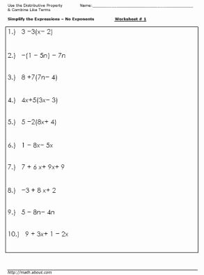 Simplifying Algebraic Expressions Worksheet Unique Algebra Worksheets for Simplifying the Equation
