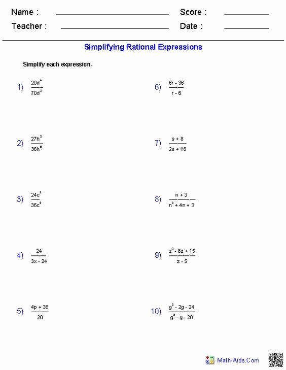 Simplifying Algebraic Fractions Worksheet Beautiful Simplifying Algebraic Expressions Worksheet