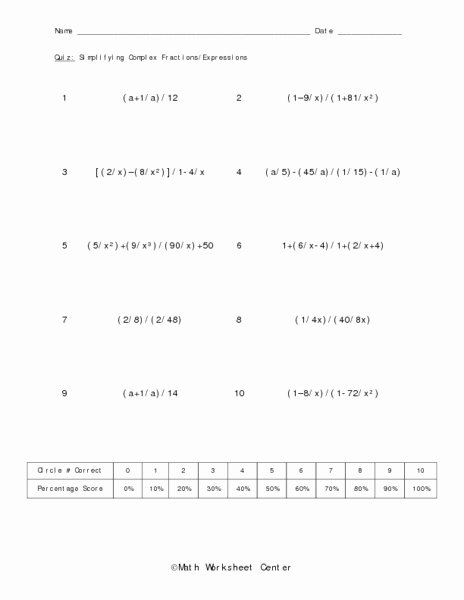 Simplifying Complex Fractions Worksheet Beautiful Simplifying Plex Fractions Expressions Worksheet for