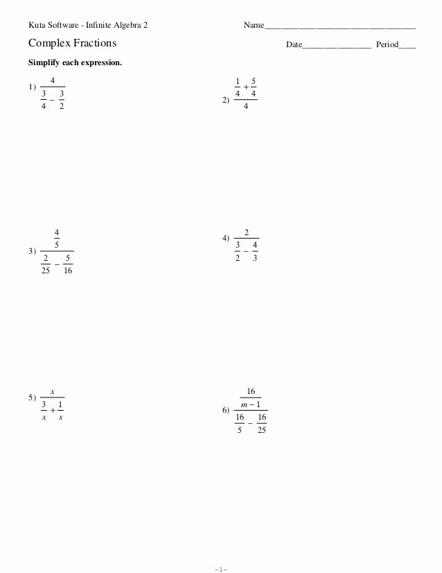 Simplifying Complex Fractions Worksheet New Plex Fractions