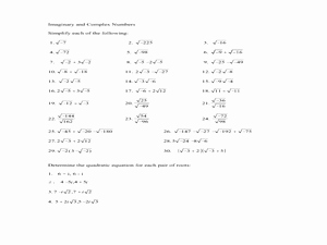 Simplifying Complex Numbers Worksheet Best Of Imaginary and Plex Numbers 11th Grade Worksheet