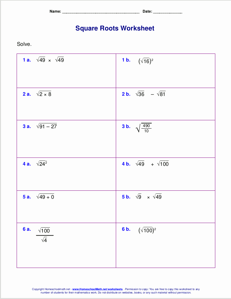 Simplifying Cube Roots Worksheet Awesome Free Square Root Worksheets Pdf and