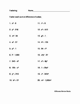 Simplifying Cube Roots Worksheet Inspirational Factoring the Sum and Difference Of Cubes Worksheet by