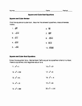 Simplifying Cube Roots Worksheet Luxury Square and Cube Root Equations by B Worsham