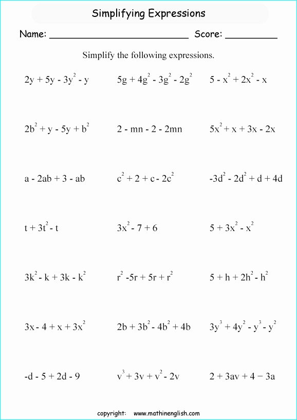 Simplifying Exponential Expressions Worksheet Lovely Simplifying Expressions Worksheet