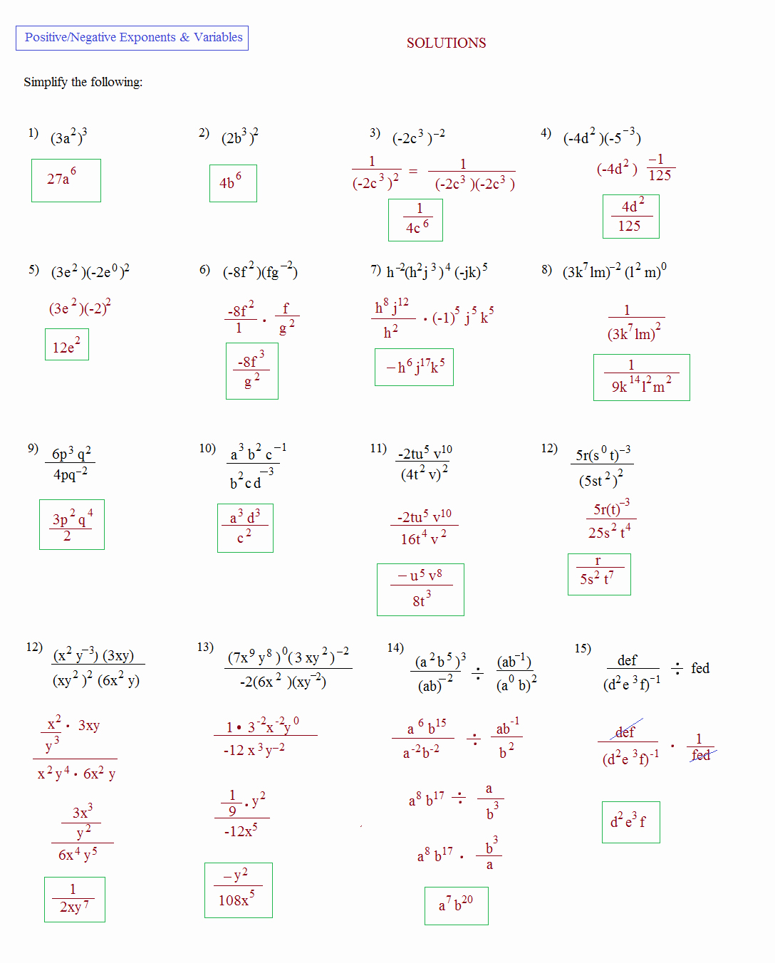 50 Simplifying Exponential Expressions Worksheet