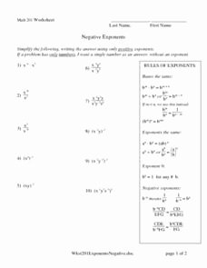 Simplifying Exponential Expressions Worksheet Unique Simplifying Twenty E Negative Exponents Expressions