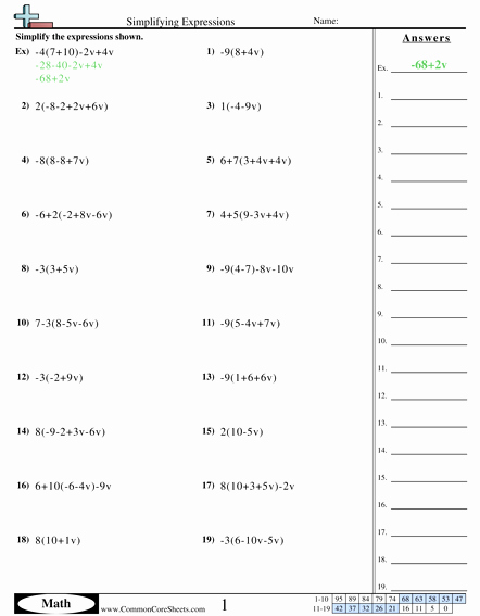 Simplifying Linear Expressions Worksheet Beautiful 7 1 Worksheets