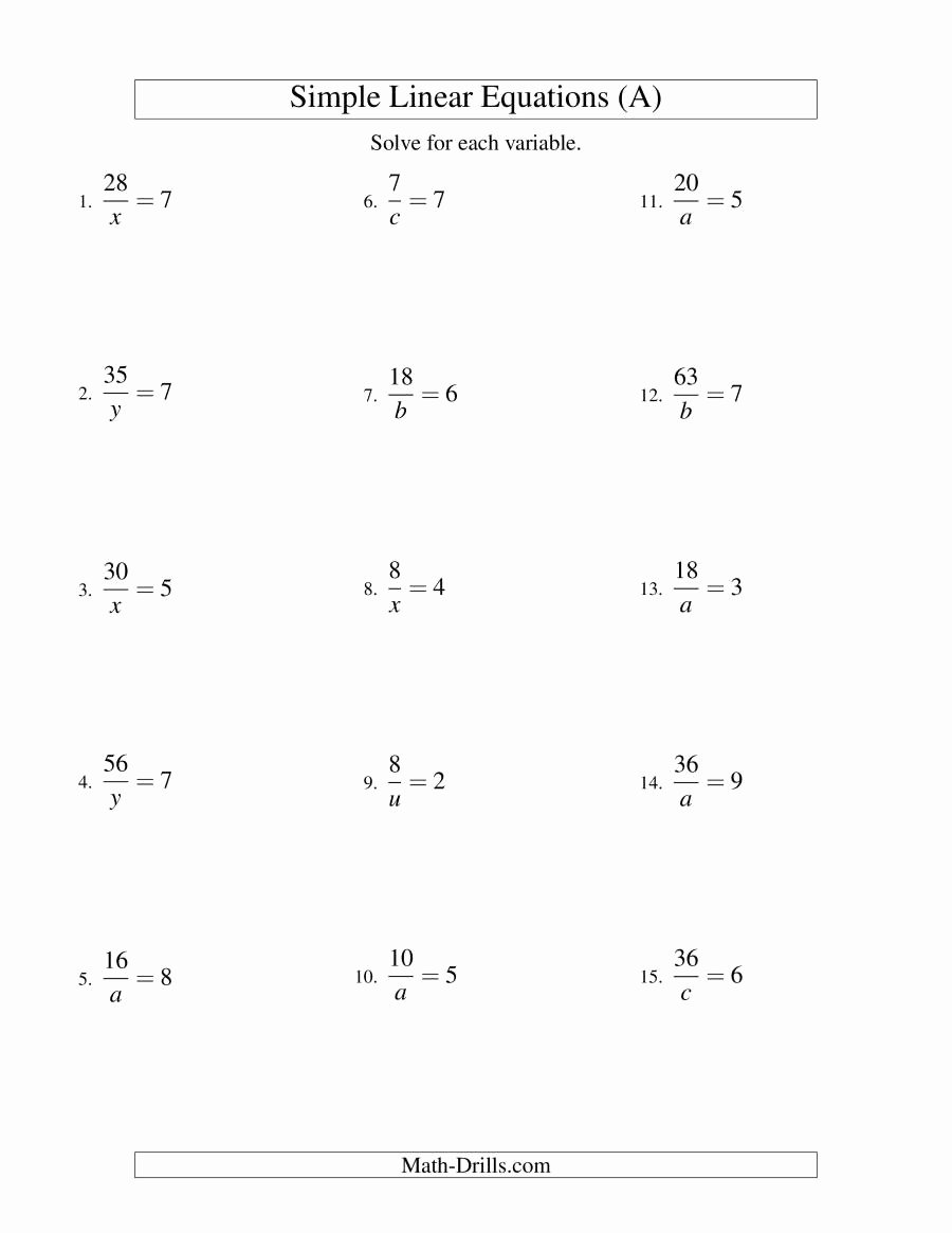Simplifying Linear Expressions Worksheet Best Of solving Linear Equations form A X = C A