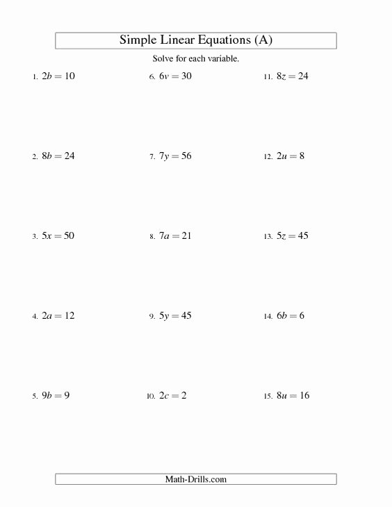 Simplifying Linear Expressions Worksheet New solving Linear Equations form Ax = C A