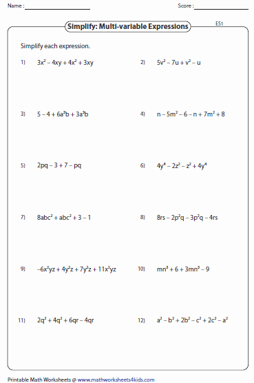 Simplifying Radical Expressions Worksheet Answers Lovely Simplifying Algebraic Expression Worksheets