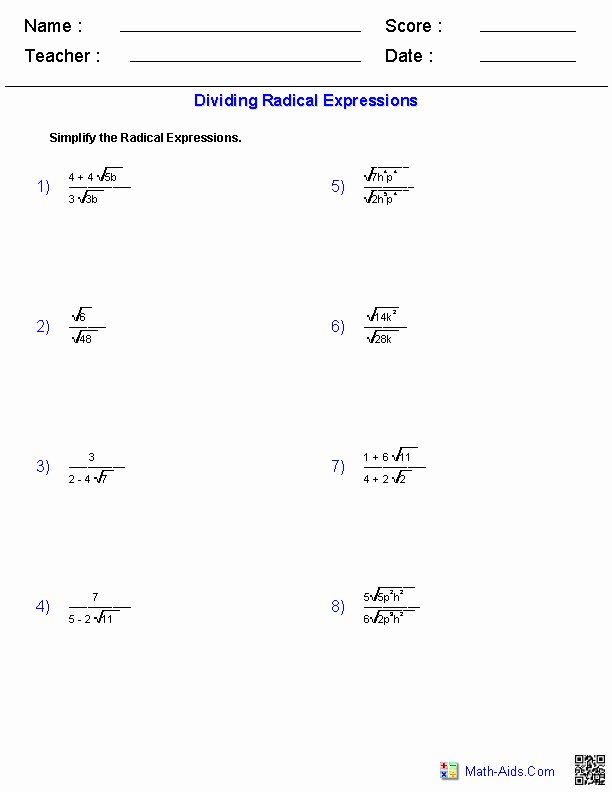 Simplifying Radical Expressions Worksheet New Simplifying Exponents Worksheet