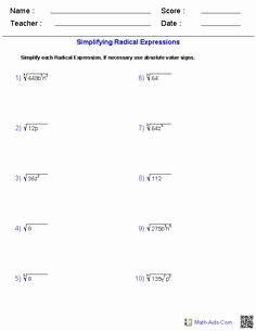 Simplifying Radicals Practice Worksheet Awesome Maths Worksheets for High School On Exponents Google