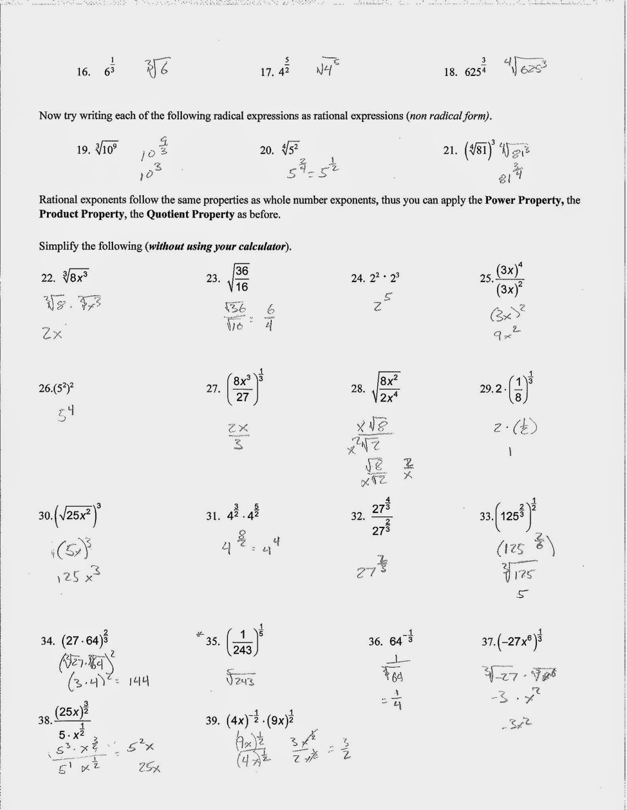 Radical Equations Worksheet With Answers Within Simplifying Radicals Practice Worksheet