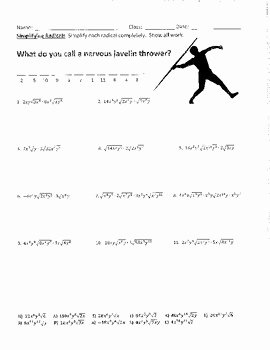 Simplifying Radicals Worksheet 1 Answers Beautiful Simplifying Radicals Joke Worksheet with Answer Key by