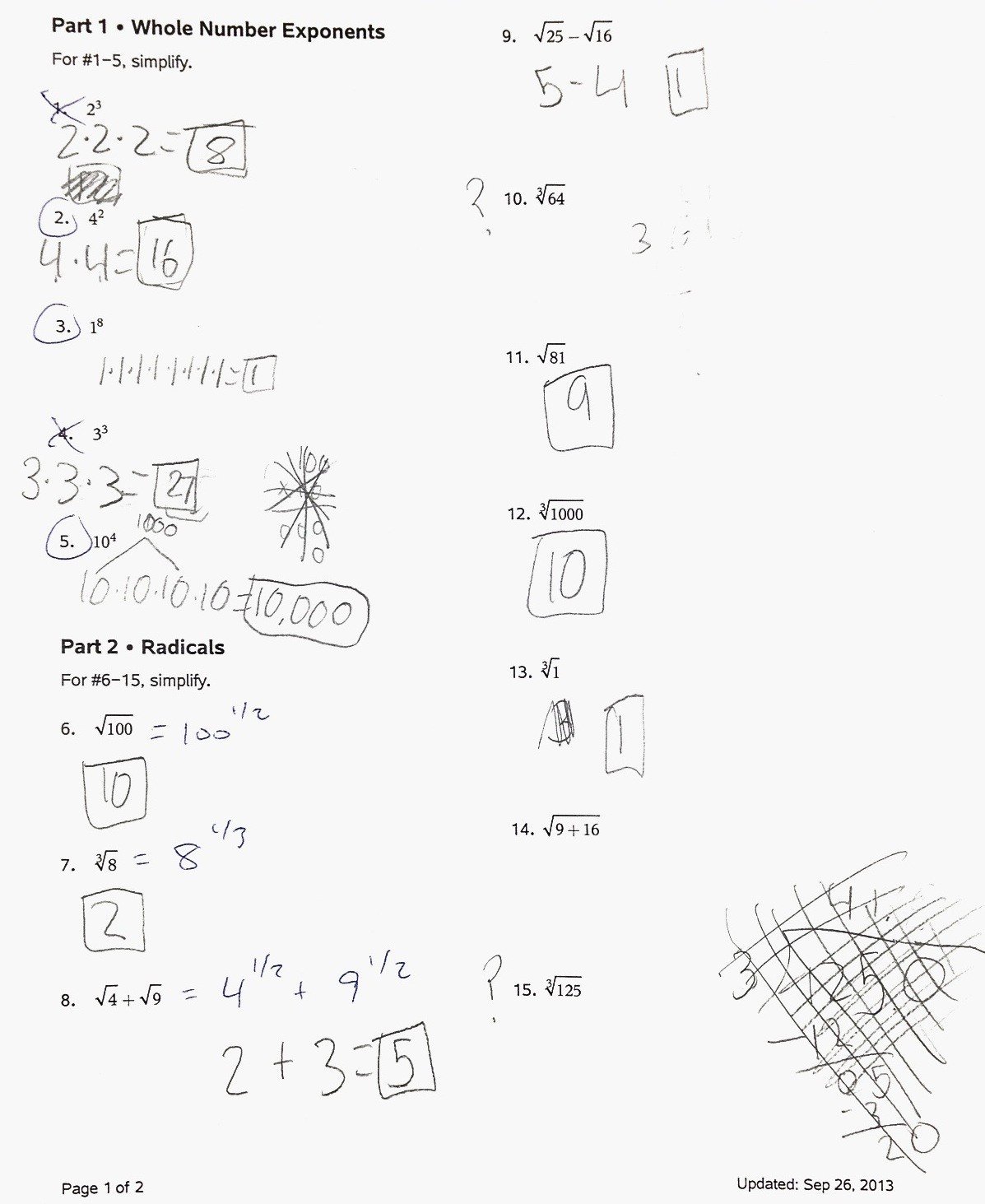Simplifying Radicals Worksheet 1 Answers New Simplifying Radicals Worksheet 1 Geometry Answers