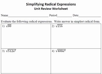 Simplifying Radicals Worksheet 1 Beautiful Math Worksheets Simplifying Radicals Math Best Free